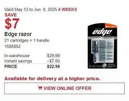 Costco Edge razor offer