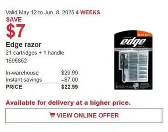 Costco Edge razor offer