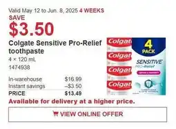 Costco Colgate Sensitive Pro-Relief toothpaste offer