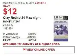 Costco Olay Retinol24 Max night moisturizer offer
