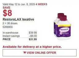 Costco RestoraLAX laxative offer