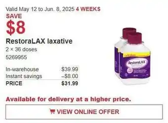 Costco RestoraLAX laxative offer