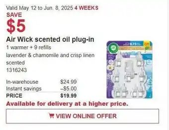 Costco Air Wick scented oil plug-in offer