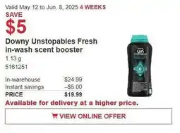 Costco Downy Unstopables Fresh in-wash scent booster offer