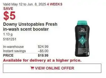 Costco Downy Unstopables Fresh in-wash scent booster offer