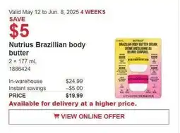 Costco Nutrius Brazillian body butter offer