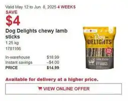 Costco Dog Delights chewy lamb sticks offer
