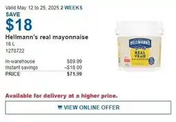 Costco Hellmann's real mayonnaise offer