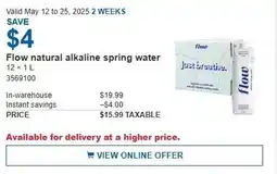 Costco Flow natural alkaline spring water offer
