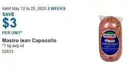 Costco Mastro lean Capocollo offer