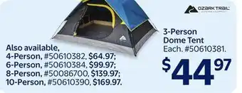 Walmart 3-Person Dome Tent offer