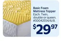 Walmart Basic Foam Mattress Topper offer