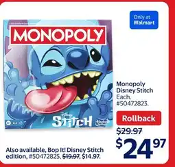 Walmart Monopoly Disney Stitch offer