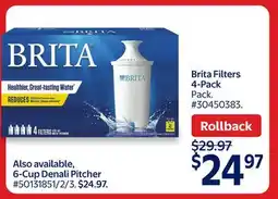 Walmart Brita Filters 4-Pack offer