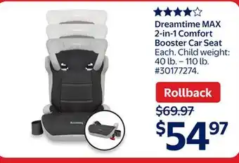 Walmart Dreamtime MAX 2-in-1 Comfort Booster Car Seat offer