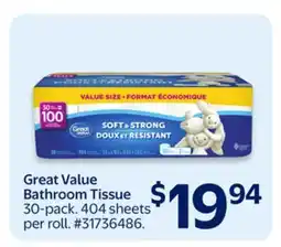 Walmart Great Value Bathroom Tissue offer