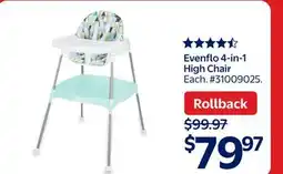 Walmart Evenflo 4-in-1 High Chair offer