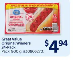 Walmart Great Value Original Wieners s 24-Pack offer
