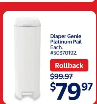 Walmart Diaper Genie Platinum Pail offer