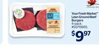 Walmart Your Fresh Market Lean Ground Beef Burgers offer
