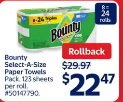 Walmart Bounty Select-A-Size Paper Towels offer