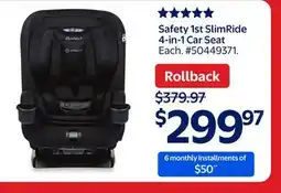 Walmart Safety 1st SlimRide 4-in-1 Car Seat offer