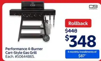 Walmart Performance 4-Burner Cart-Style Gas Grill offer