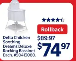Walmart Delta Children Soothing Dreams Deluxe Rocking Bassinet offer