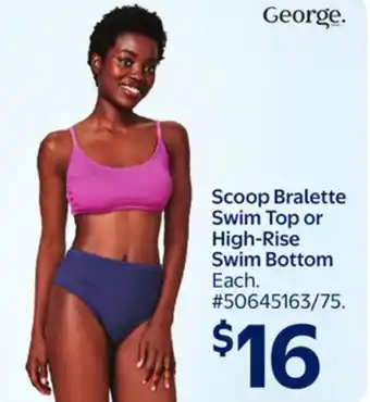 Walmart George Scoop Bralette Swim Top or High-Rise Swim Bottom offer