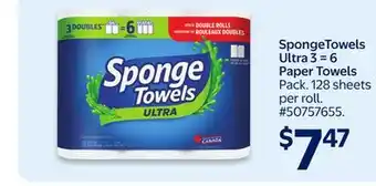 Walmart SpongeTowels Ultra 3 = 6 Paper Towels offer