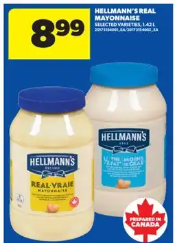Real Canadian Superstore HELLMANN'S REAL MAYONNAISE, 1.42 L offer