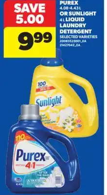 Real Canadian Superstore PUREX, 4.08-4.43 L OR SUNLIGHT, 4 L LIQUID LAUNDRY DETERGENT offer