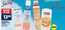 Real Canadian Superstore SECRET OR OLD SPICE WHOLE BODY DEODORANT, CREAM, OR SPRAY offer