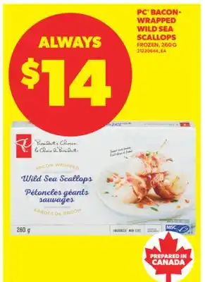 Real Canadian Superstore PC BACON-WRAPPED WILD SEA SCALLOPS, 260 G offer