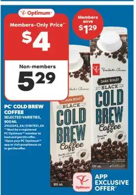 Real Canadian Superstore PC COLD BREW COFFEE, 900 ML offer