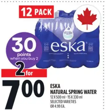 Metro ESKA NATURAL SPRING WATER offer