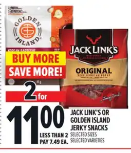 Metro JACK LINK'S OR GOLDEN ISLAND JERKY SNACKS offer