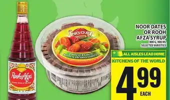 Food Basics NOOR DATES OR ROOH AFZA SYRUP offer