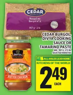 Food Basics CEDAR BURGOL, DIVYA COOKING SAUCE OR TAMARIND PASTE offer