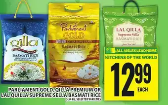 Food Basics PARLIAMENT GOLD, QILLA PREMIUM OR LAL QUILLA SUPREME SELLA BASMATI RICE offer