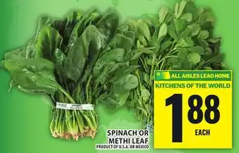 Food Basics SPINACH OR METHI LEAF offer