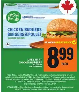 Food Basics LIFE SMART CHICKEN BURGERS offer