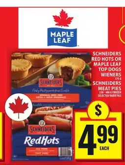 Food Basics SCHNEIDERS RED HOTS OR MAPLE LEAF TOP DOGS WIENERS OR SCHNEIDERS MEAT PIES offer