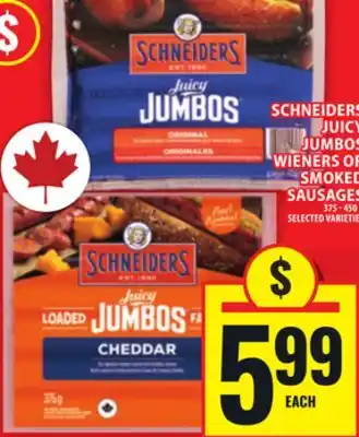 Food Basics SCHNEIDERS JUICY JUMBOS WIENERS OR SMOKED SAUSAGES offer