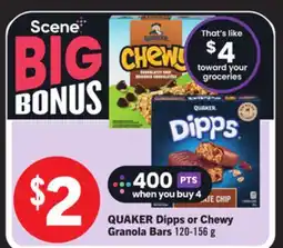 Foodland QUAKER Dipps or Chewy Granola Bars offer