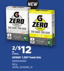 Loblaws GATORADE G ZERO POWDER STICKS 10x3G offer