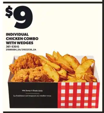 Loblaws INDIVIDUAL CHICKEN COMBO WITH WEDGES 361-530G offer