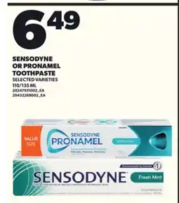 Loblaws SENSODYNE OR PRONAMEL TOOTHPASTE, 110/135ML offer