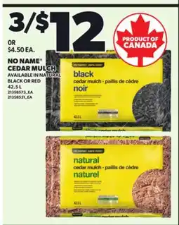 Loblaws NO NAME CEDAR MULCH 42.5 L offer