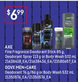 Loblaws AXE FINE FRAGRANCE DEODORANT STICK 85 G, DEODORANT SPRAY, 113 G OR BODY WASH, 532 ML offer